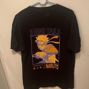 Super Sick Black and Orange Naruto 9 Tails Graphic 100% Cotton T-Shirt SZ Large